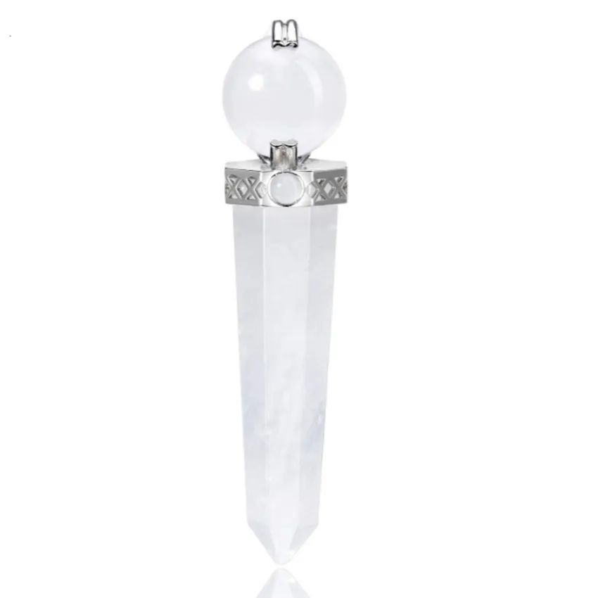 Collane con ciondolo FYJS Uniche in argento placcato forma geometrica pietra ametista con perlina quarzo rosa gioielli di ispirazione_voghion.com