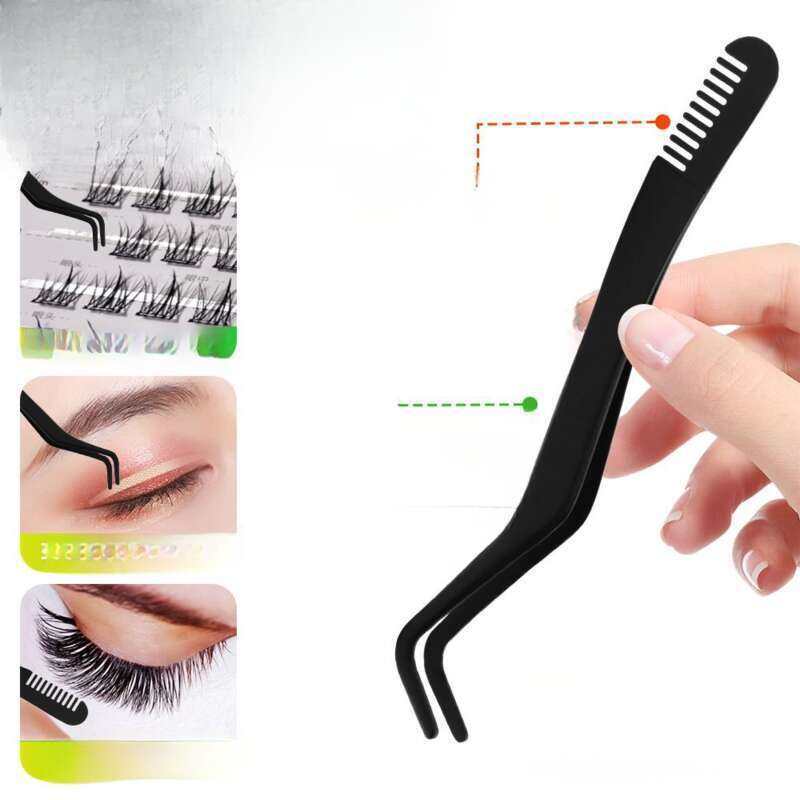 Roestvrijstalen zevenkammige pincetverlengingen valse clip boog wimperassistent schoonheidsspecialiste_voghion.com