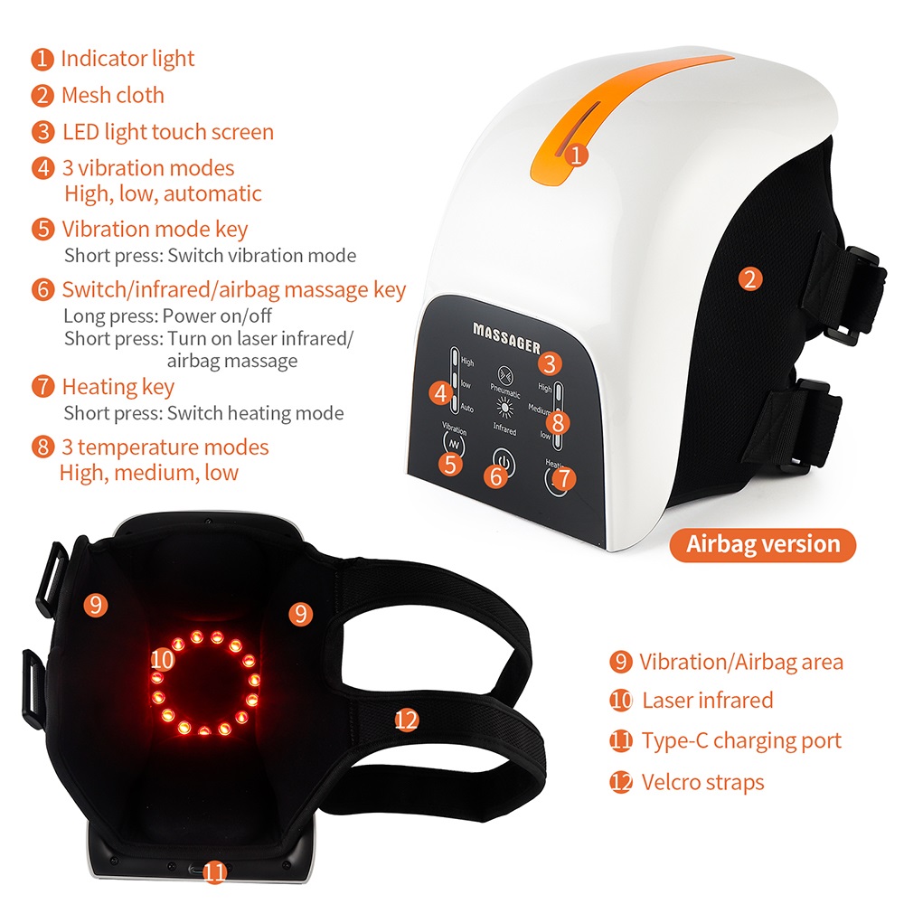 Knee Relaxing Kneecap Infrared Elbow Shoulder Massager Relive Joint Pain Stiffness Smart Hot Compress_voghion.com