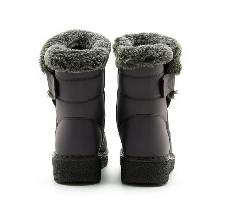 Trend Womens Winter Ankle Low Botas Mujer Waterproof Snow Boots Fur Leather Shoes 241116_voghion.com