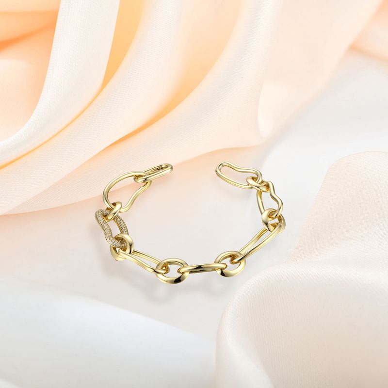 Moderiktigt kopparpläterat 14k gult armband för kvinnor, retro smycken för tung industri_voghion.com