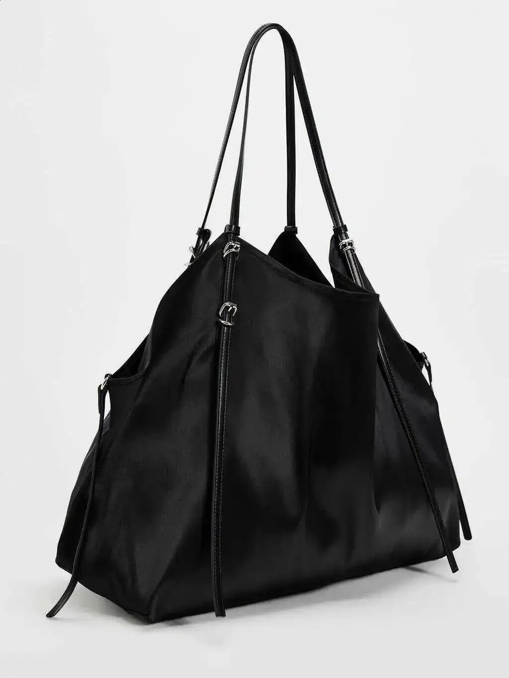Oversize Satin Tote Bags For Soft Silk Shoulder Black Handbags Large Shopper Purses 2024 Women Bag 240902_voghion.com
