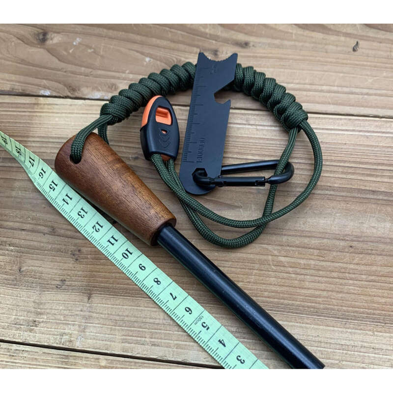 Wooden Handle 10 * 100 Solid Magnesium Rod, Outdoor Survival, Extended Umbrella Rope, Camping Flint Rod_voghion.com