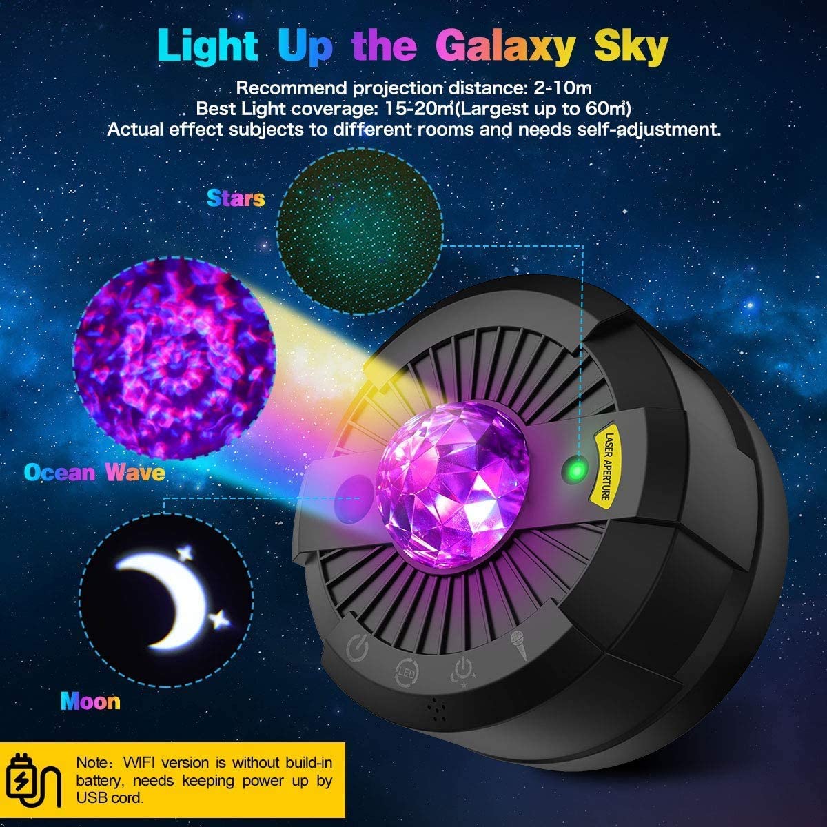 WiFi Tuya Smart Stjernehimmel Galakse Stjerne Måne Projektor Nattlys Romdekor Atmosfærelampe Juledekorasjon for Hjemmegaver_voghion.com