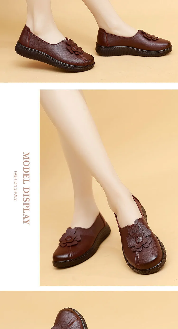 2022 Mocasini retro femei pantofi slip on femeie primăvară toamnă puțin adânc moale mama pantofi casual negru_voghion.com