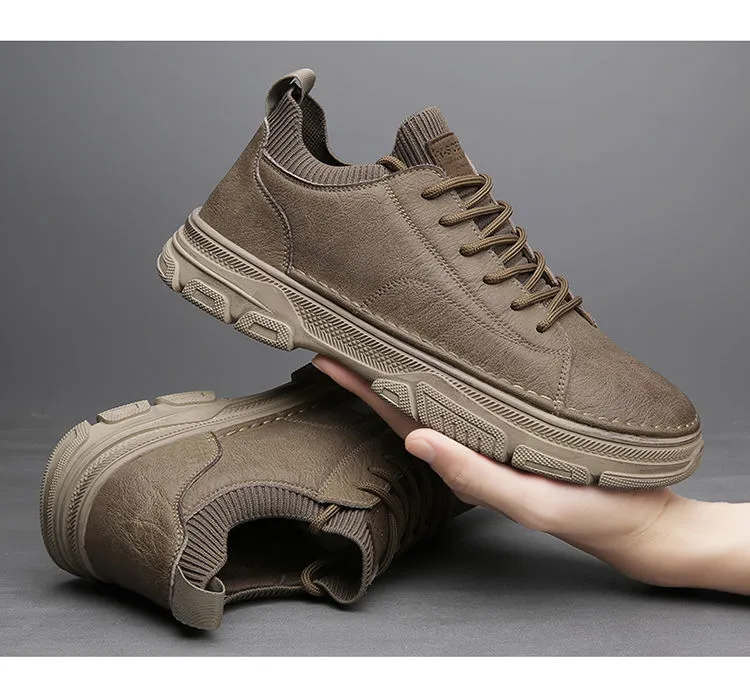 Men's Hiking Boots Waterproof Ankle Warm Leather Winter Outdoor_voghion.com
