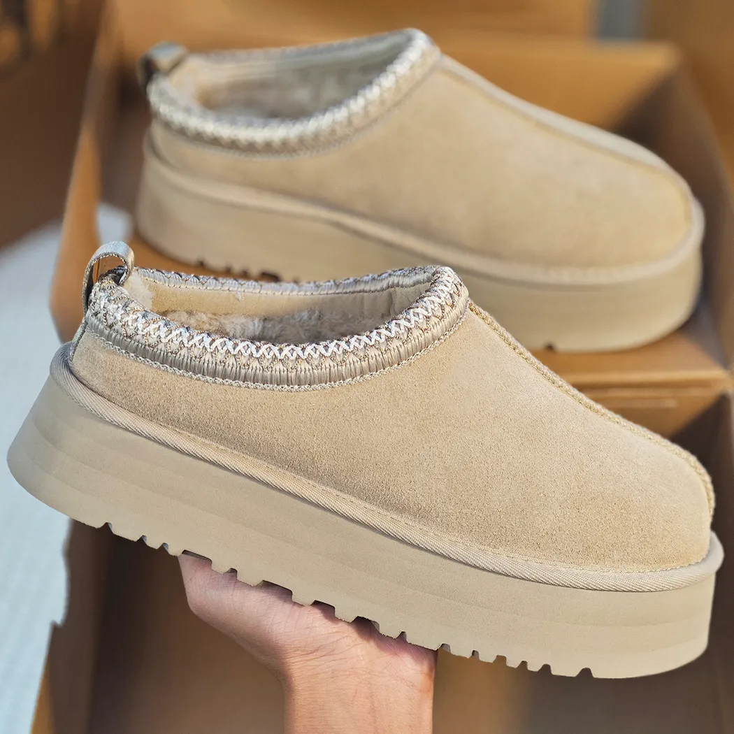 Tasman Designer tazz Slippers Chesut Fur Slides Sheepskin Australia Shearg Mules Women Men Ultra Mini Platform_voghion.com