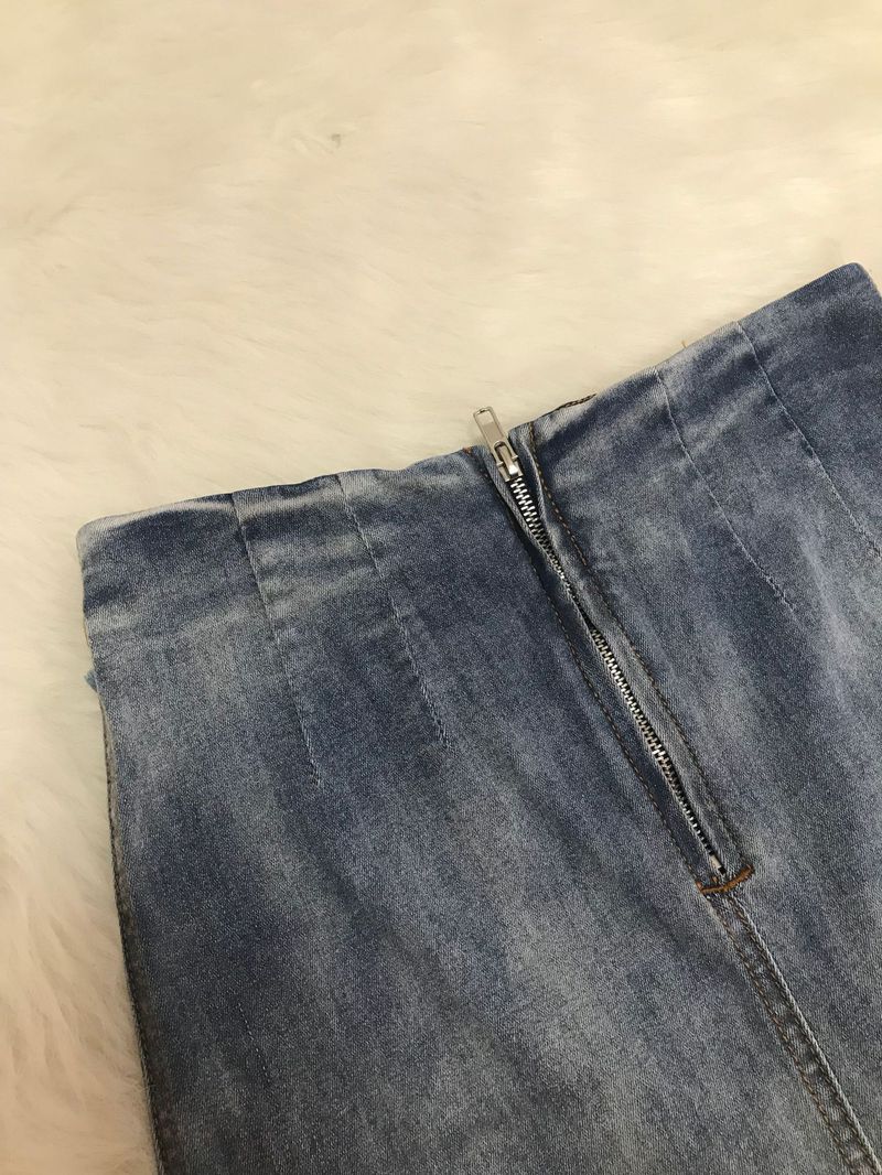 Damenbekleidung Mode Wer Schlitz Fransen Jeansrock_voghion.com