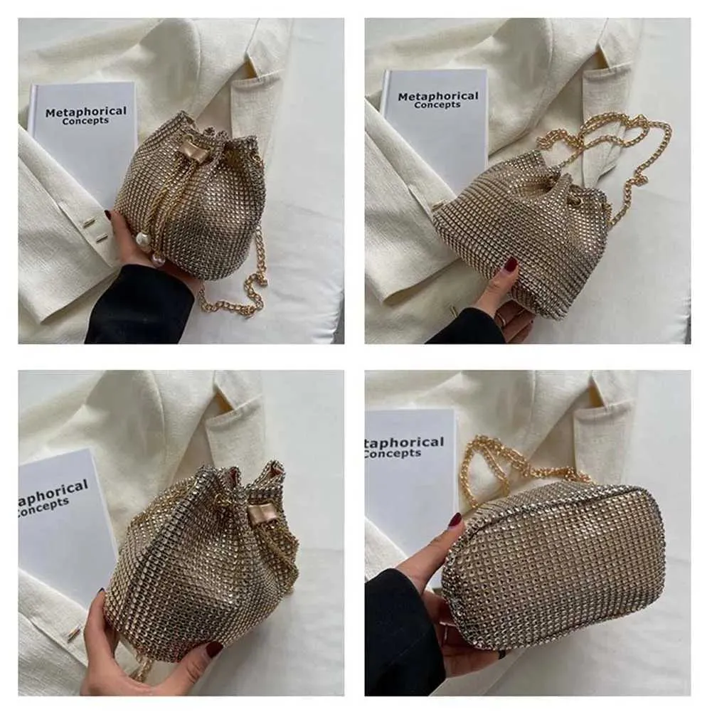 Moda Rhie Handbags Shiny Dia Bucket Wedding Party Shoulder Underarm Bag per le donne Shoppin241211_voghion.com