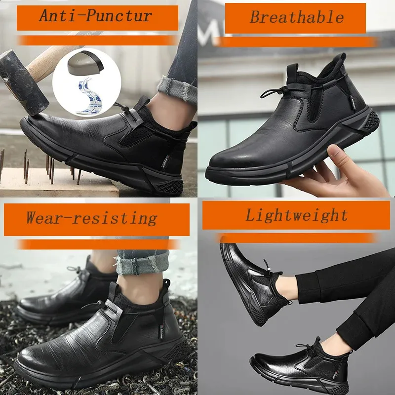 Sicherheitssportschuhe Für Herren Aus Leder Mit Stahlkappe_voghion.com