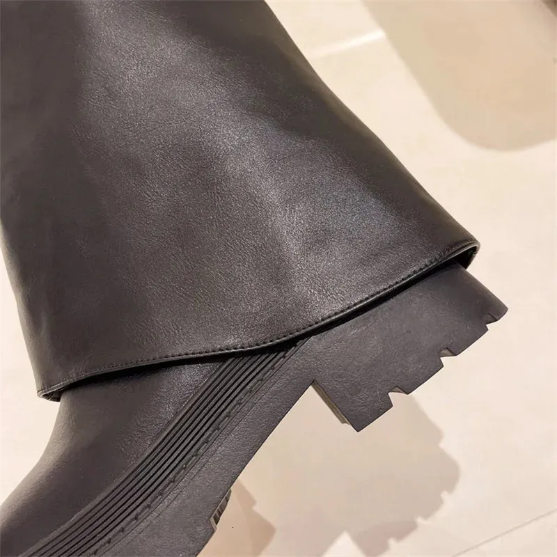 Design Sense Lång tub Tjocksulad Knight Fashion Retro Executive Pants Boots 240930_voghion.com