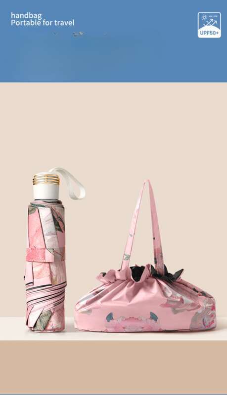 Zložljiva Premium Feel Free Bag Layer Double Flower Rain sončni dežnik za dvojno uporabo, ženska krema za sončenje in UV-zaščita_voghion.com
