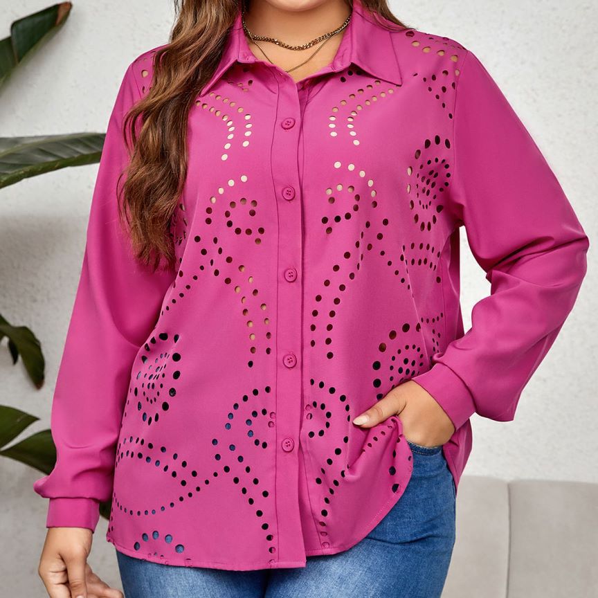 Women's elegant hollow shirt loose and comfortable tops for women_voghion.com