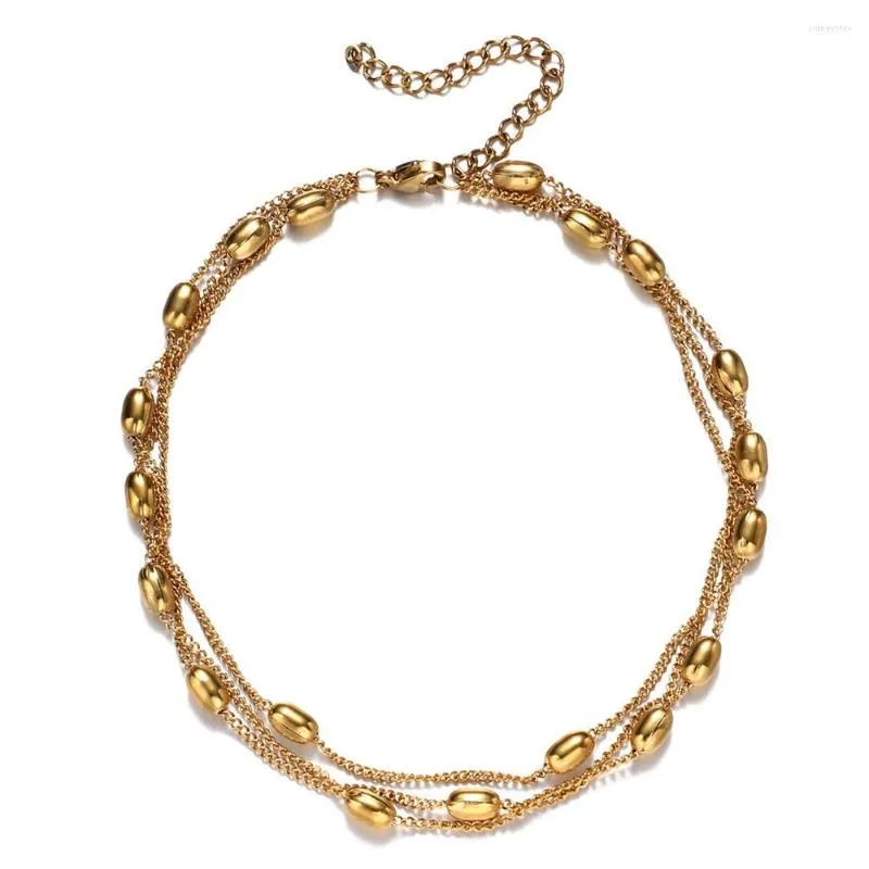 Anklets MinaMaMa Stainless Steel Three Layer Chain Anklet For Women Multilayer Foot Yoga Jewelry_voghion.com