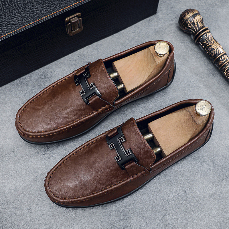 2025 Dou Male Spring New Style One Step Lazy Lefu Conduite Loisirs Chaussures en cuir Diffusion en direct 771D