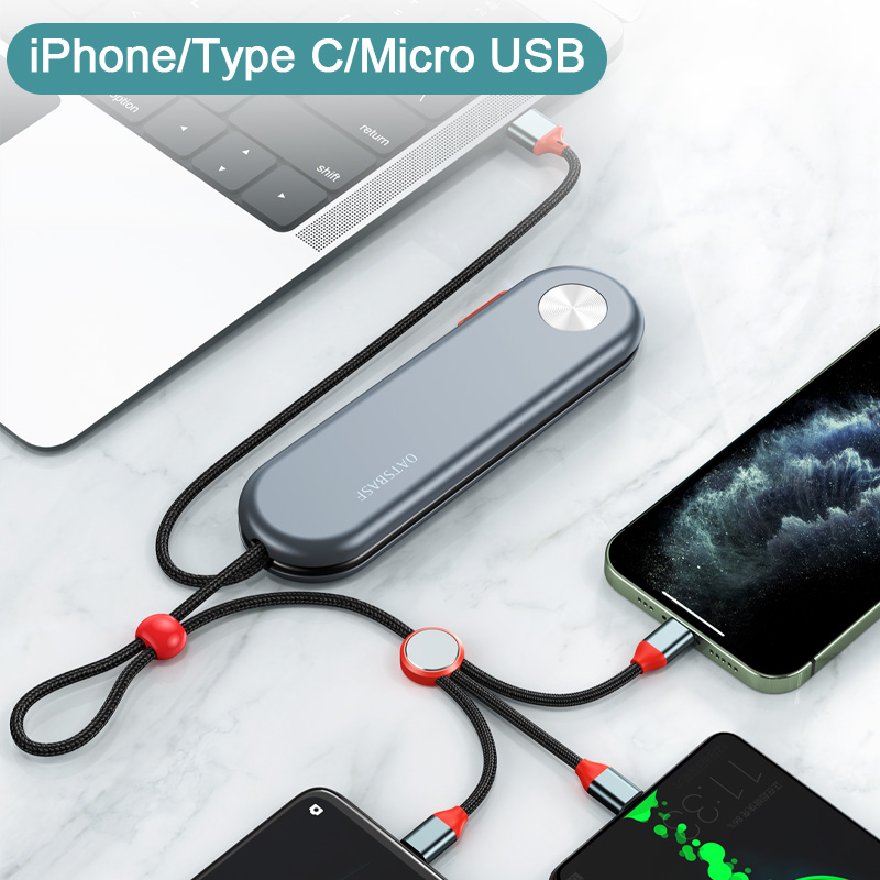 Câble USB 3 en 1 Type C Câble de données de charge rapide pour iPhone 12 13 Pro Max Xiaomi Macbook Câble Micro Type C Câble de téléphone_voghion.com