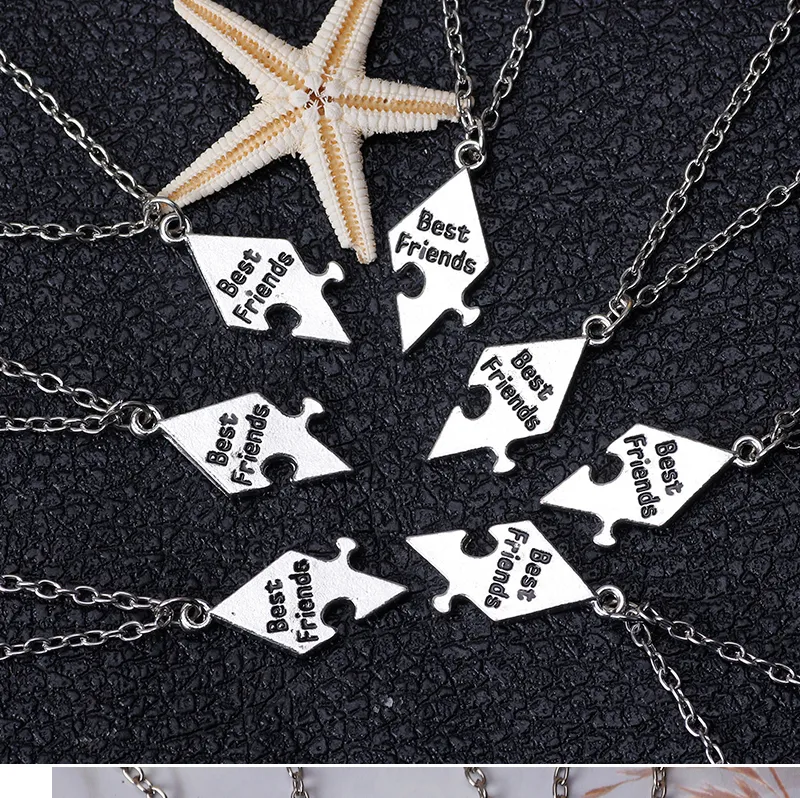 Colares com pingentes, colar de amigo, conjunto vintage de 7 peças, Kpop BFF, estética, irmãs e irmãos, presente da moda_voghion.com