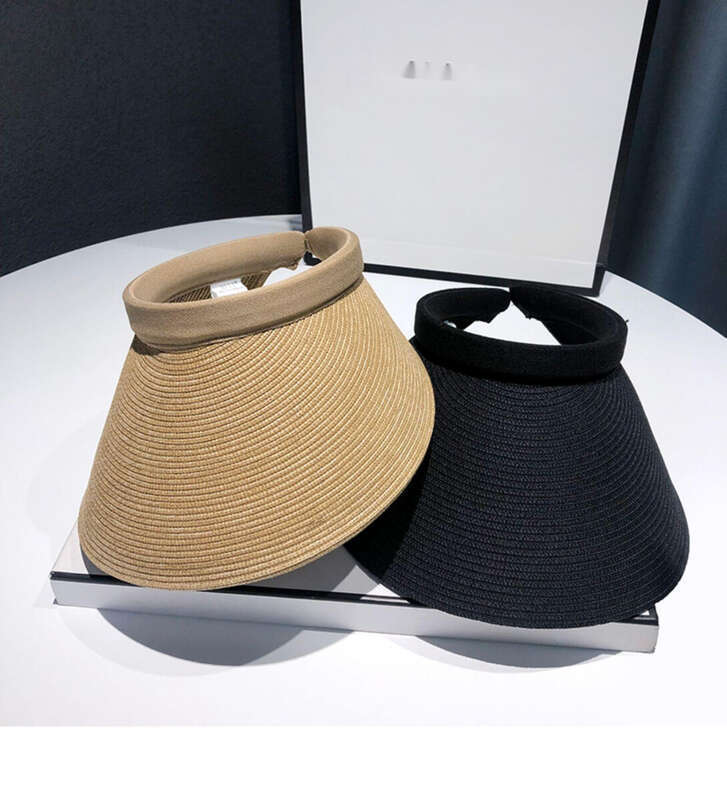 Women's Straw Visor Sun Hat For Beach Uv Protection Summer_voghion.com