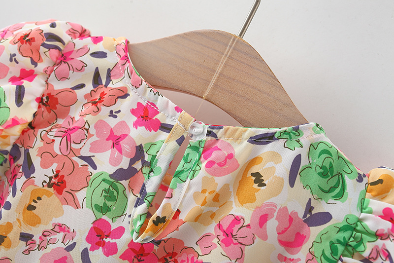 Baby Mädchen Kleidung Set Blume Gedruckt Bogen Top + Baumwolle Shorts Koreanischen Stil Kinder Kleidung_voghion.com