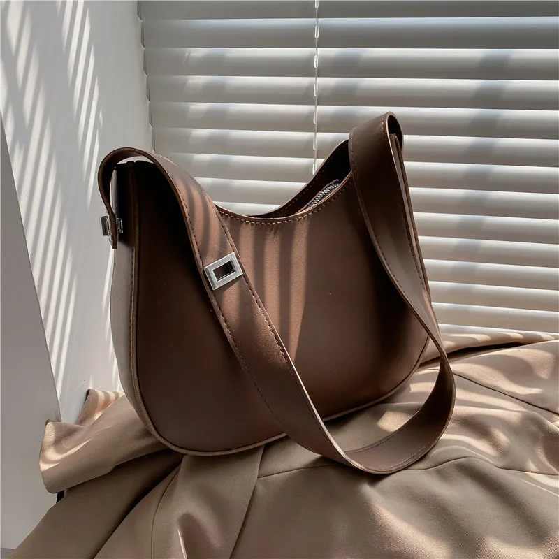 Yogodlns Half-Moon Shoulder Underarm PU Leather Armpit Retro Crossbody Bag Designer Ladies Portable Handbag Totes Purse_voghion.com