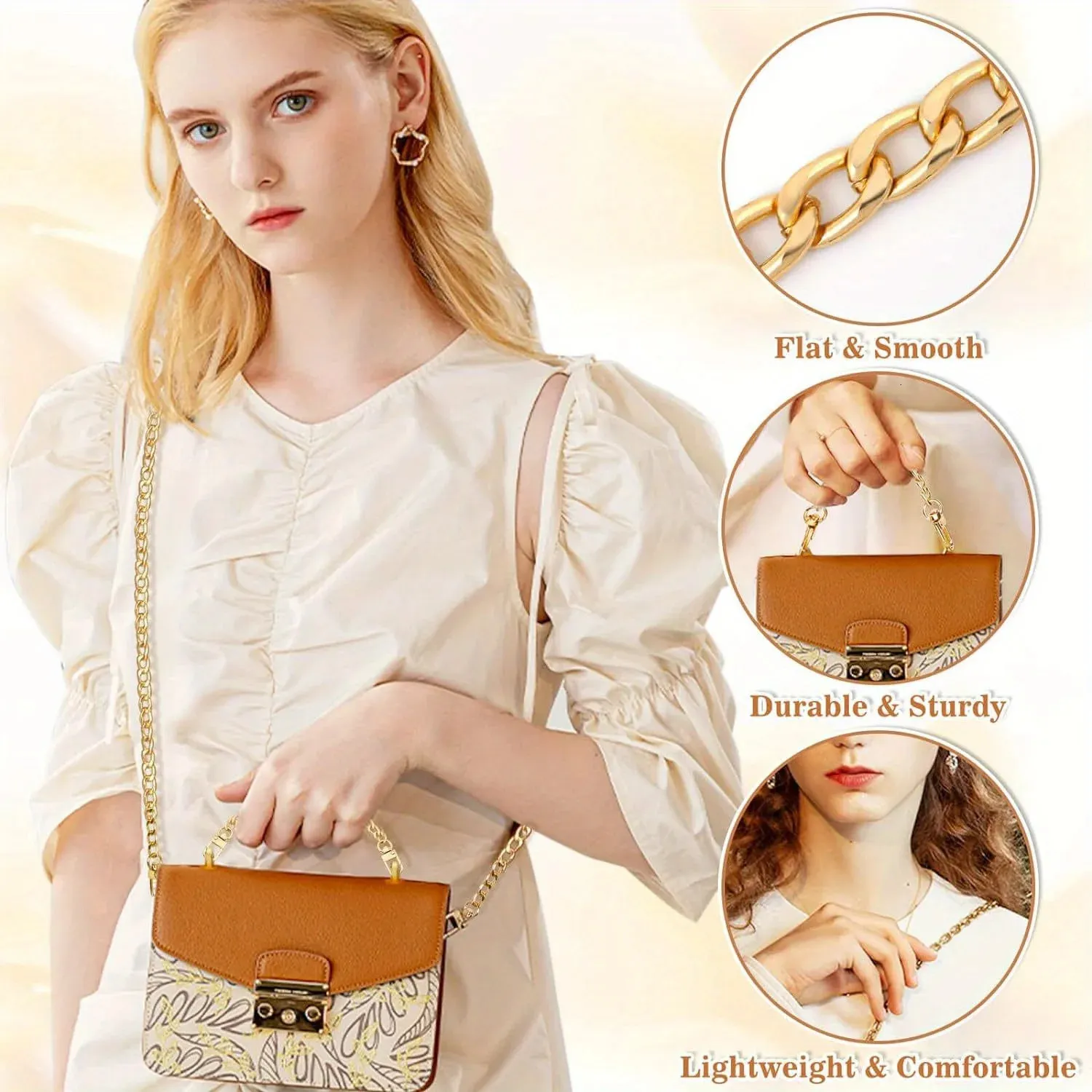 40–140 cm Geldbörse, flache Handtaschenketten für Geldbörse, Schulranzen, Tragetaschen, Umhängetaschen, Kettenersatzgurt 241028_voghion.com