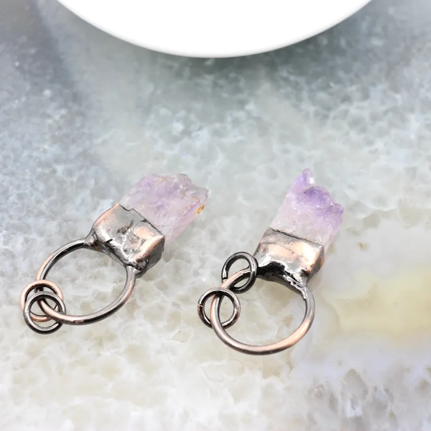 Collane con ciondolo in pietra naturale, ametiste, cristallo, ottone antico, lastra di quarzo, drusa, collana vintage per regalo di gioielli fai da te_voghion.com