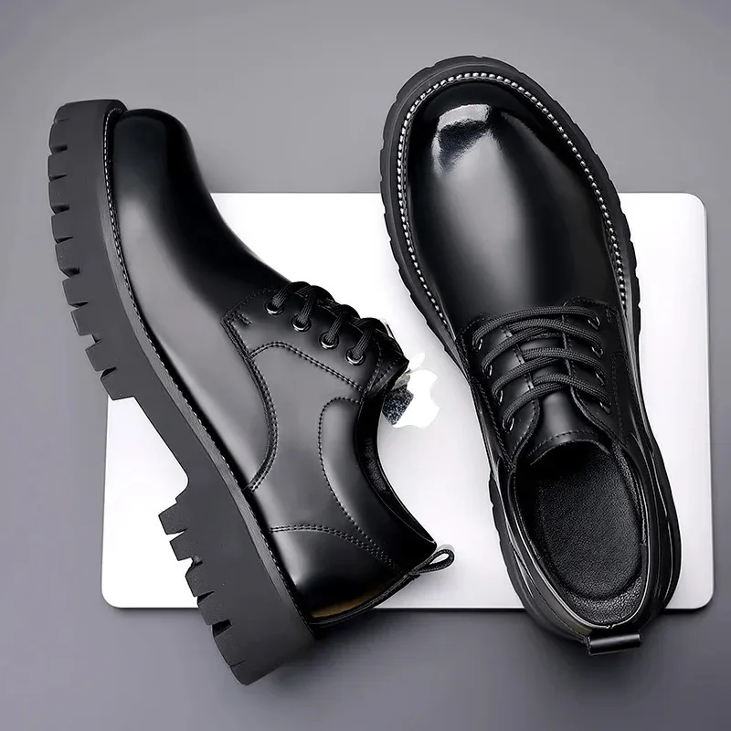 Lace Up Oxfords Men Leather Business Shoes Breathable Wedding_voghion.com