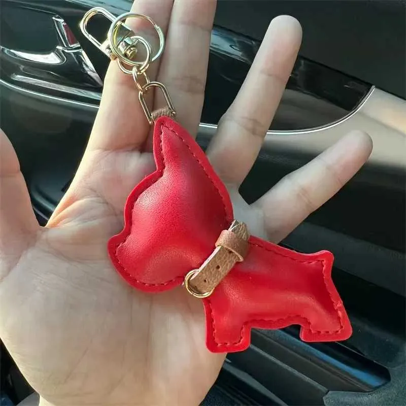 Porte-clés de voiture en cuir avec chiot bouledogue français, cadeau créatif, pendentif pour sac, décoration mignonne Y241121_voghion.com