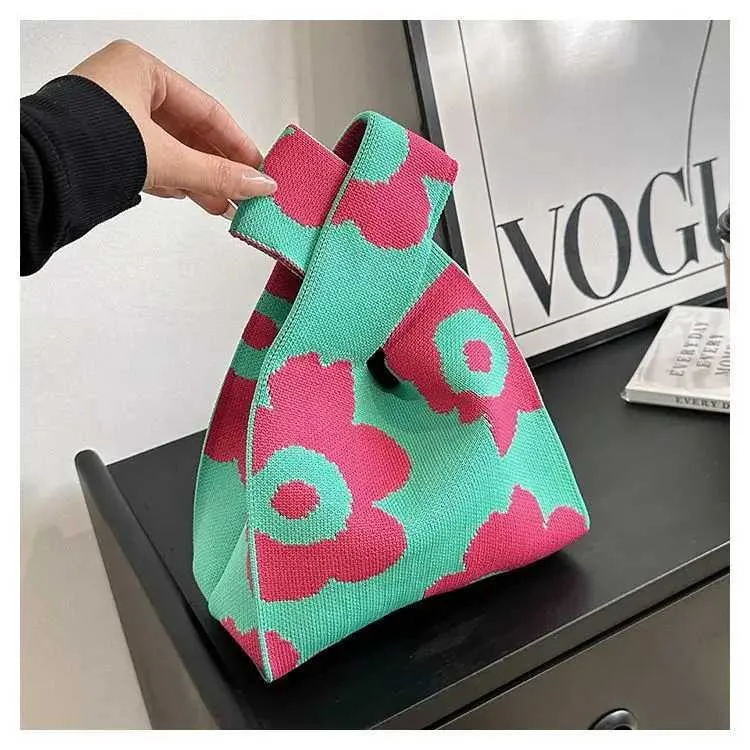 Borsa a mano in tela artistica giapponese di grande capacità, modello Geely, portafoglio con nodo casual e borsa da polso alla moda e versatile Wens_voghion.com