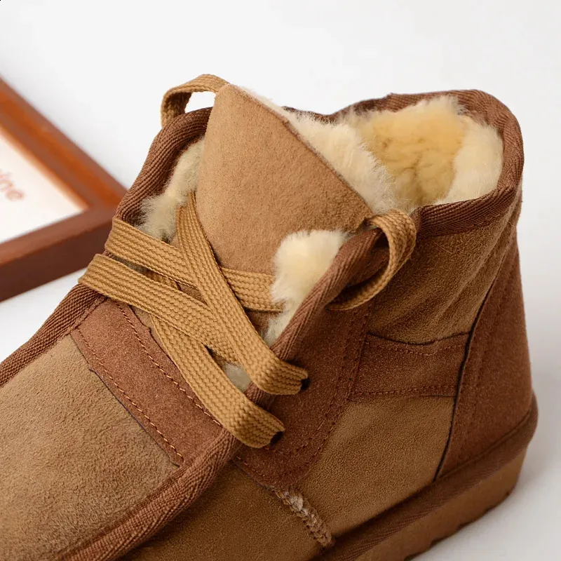 Kvaliteetsed meeste lumesaapad, moodsad ja soojad talvised lambanahast kingad, 100% villast, naturaalsest karusnahast, ehtsast nahast pahkluuosa._voghion.com