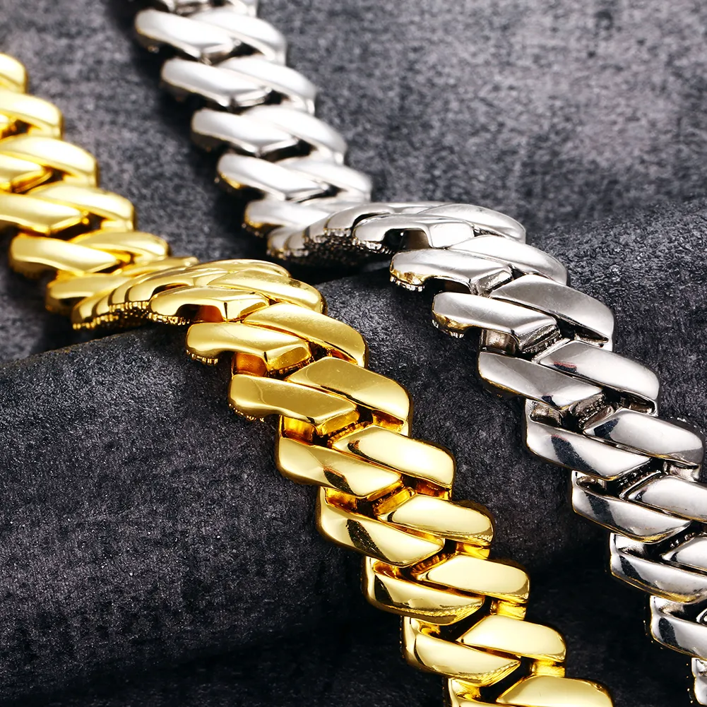 Luster Jewelry 20mm trendy sterling sier gold plated necklace moissanite cuban link for men_voghion.com
