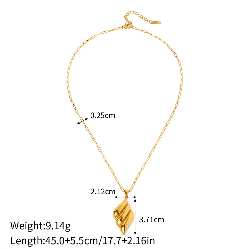 Colliers à pendentif en forme d'aile épaisse pour femmes, couleur or, acier inoxydable, bijoux minimalistes, étanches, vintage_voghion.com