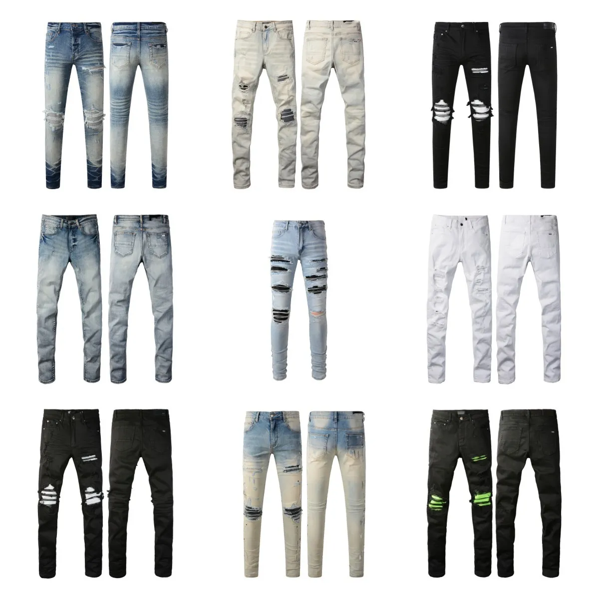 men Jeans Mens Designer Jean Pants Brand Baggy Womens Retro Casual Hip Hop Streetwear Designers Joggers Pant Hole Black_mkmklike.com