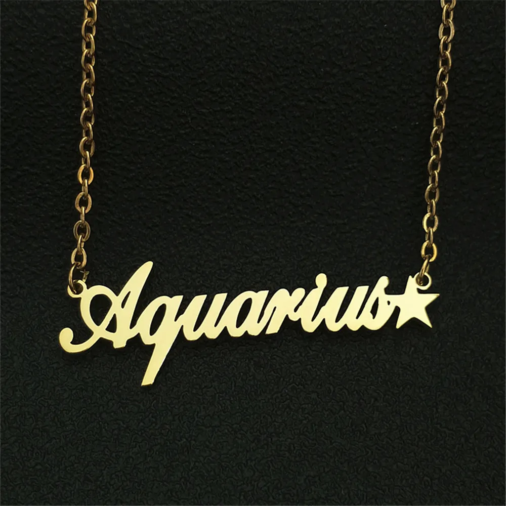 Lot de 10 colliers en acier inoxydable avec 12 constellations pour femme, pendentif signe astrologique, bijoux du zodiaque, ras du cou, étoile_voghion.com