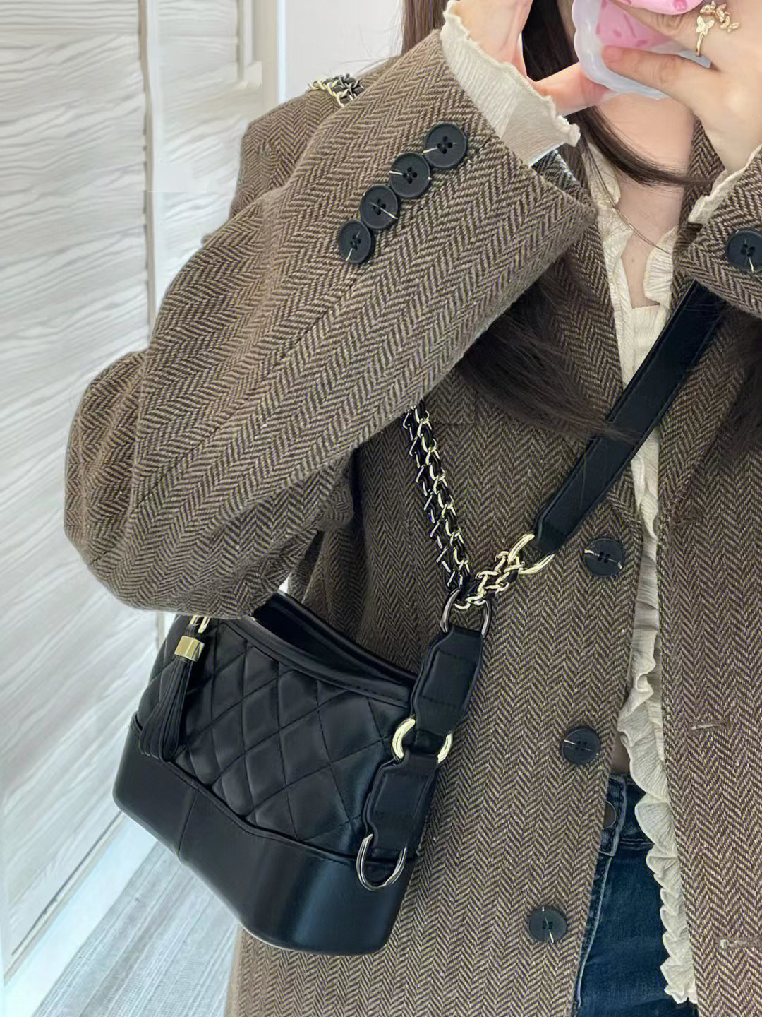 Xiaoxiangfeng Women's 2024 New Small Chain Wandering Texture Diamond Grid Shoulder Versatile Crossbody Bag_voghion.com