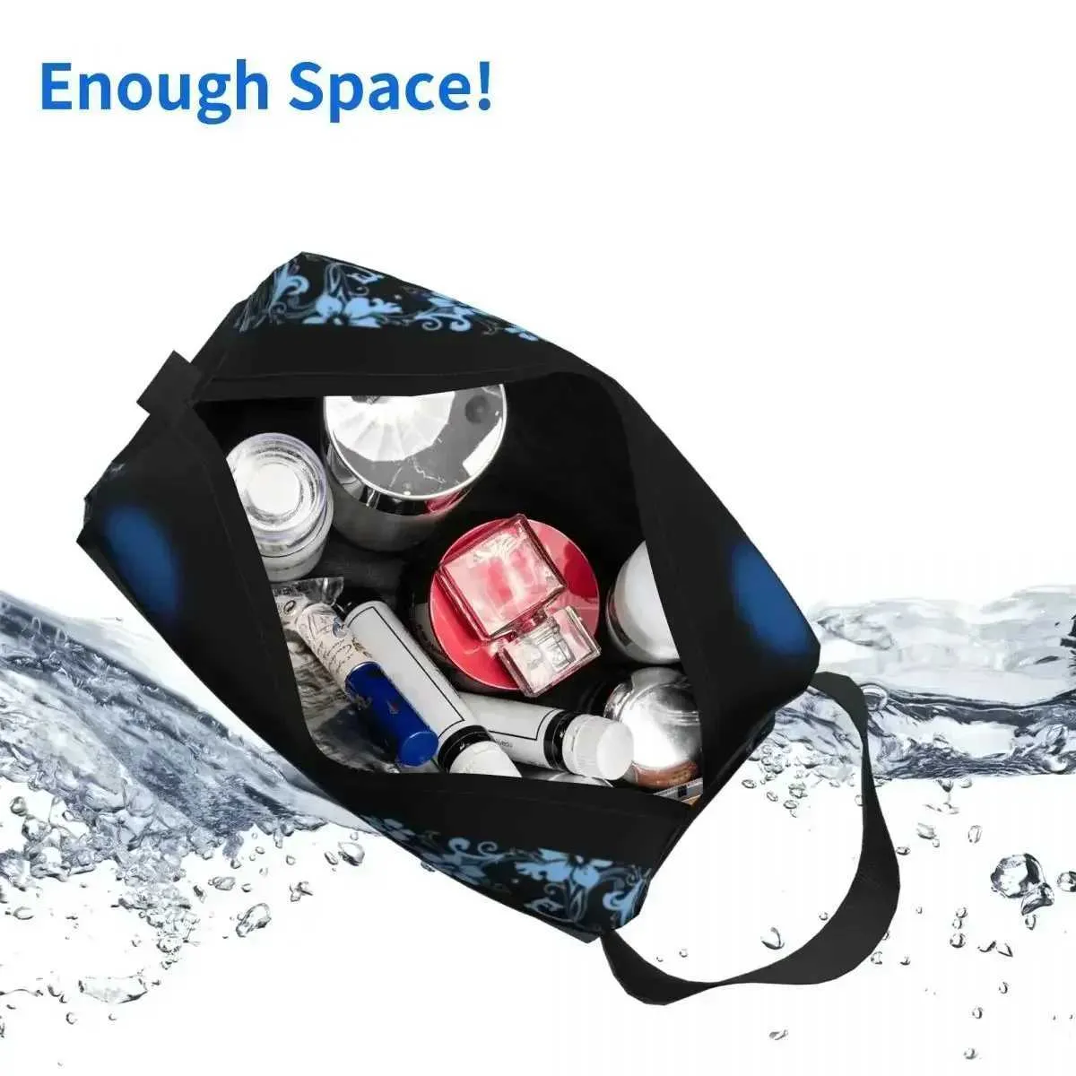 Beauty case a forma di delfino, blu, con animale marino, acqua, balena, organizer per cosmetici e trucchi, da donna, kit di bellezza Y241023_voghion.com