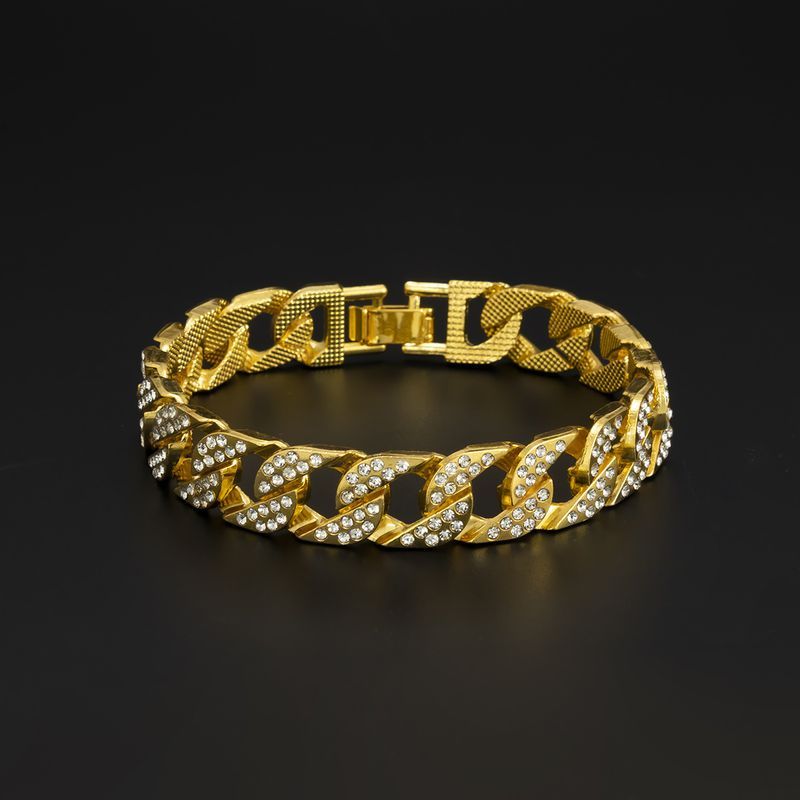 Bracciale Rhie con fibbia cubana in stile punk e micro intarsi, semplice e di nicchia, con bottone a pressione, stile hip-hop_voghion.com