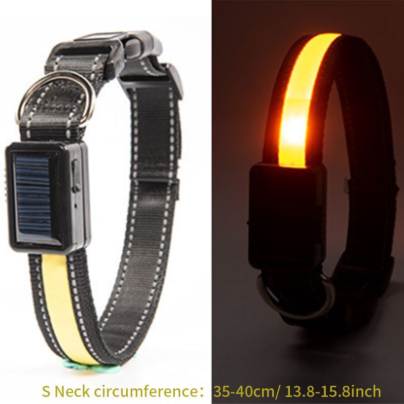 Solar And USB Rechargeable Light Up Pet Collar Waterproof LED Dog &amp; Cat Collars For Night Walking_voghion.com