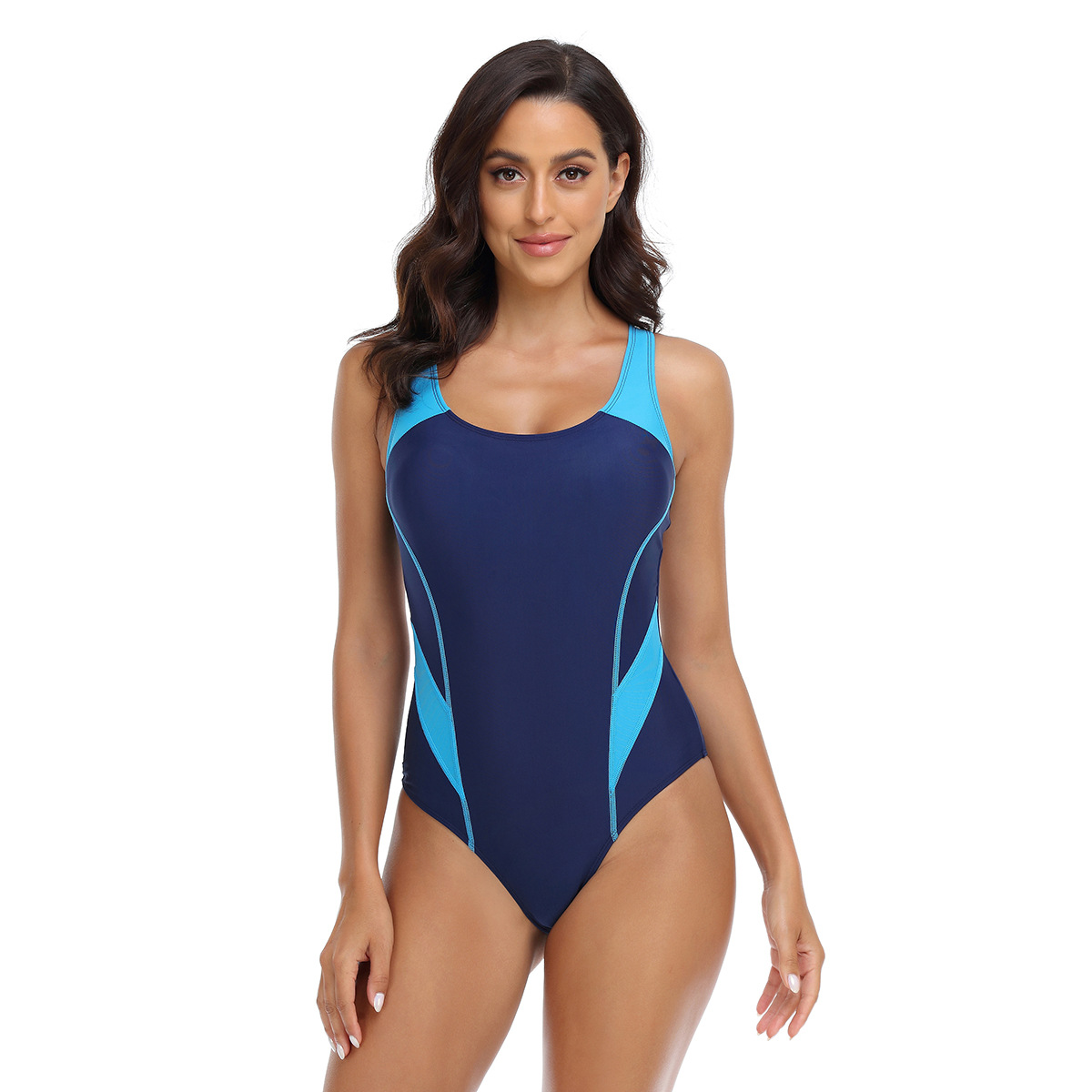 Women's Competition Fashion Sports Colorblock Triangle One-Piece Swimsuit Women_voghion.com