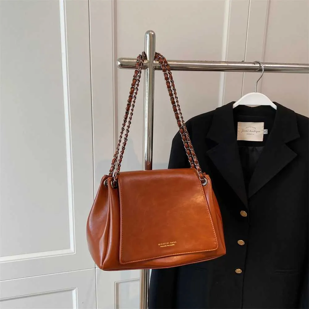 MOODS Retro Tašky přes rameno Pro Ženy 2023 Designová Kabelka Elegantní Řetízek Měkká PU Kůže Velká Kapacita Crossbody Messenger_voghion.com
