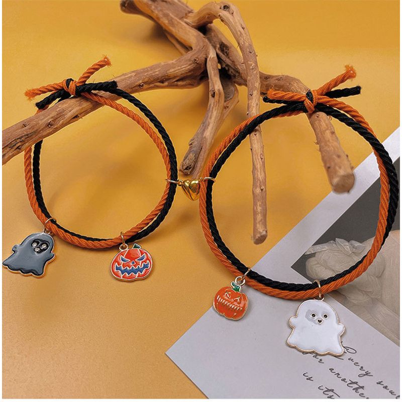 Heißer Verkauf Neue Halloween Armband Cartoon Kürbis Geist Mit Liebe Herz Magnetische Paar Set Hand Seil_voghion.com