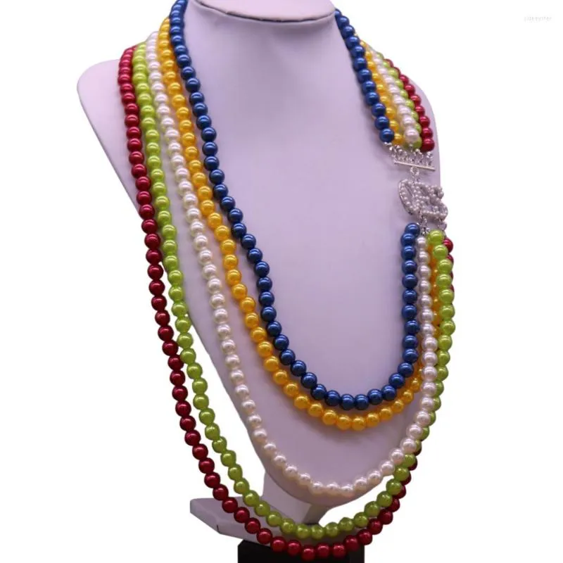 Pendant Necklaces Handmade Mix Colors Pearl Layers Long Chokers Sorority Fraternity OES Order Easter Star Organization_voghion.com