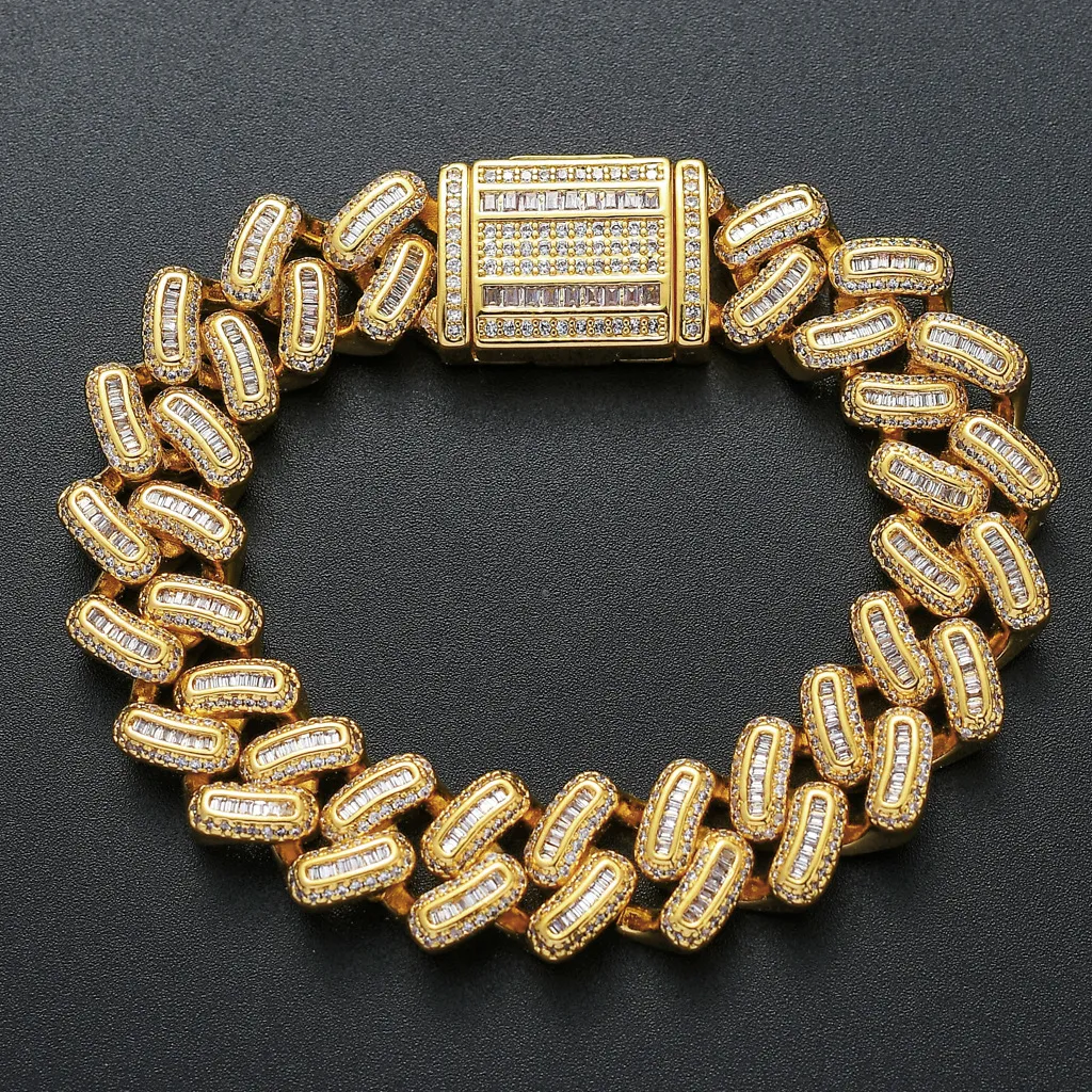 Bracciale cuban link hip hop con zirconi per uomo color argento_voghion.com
