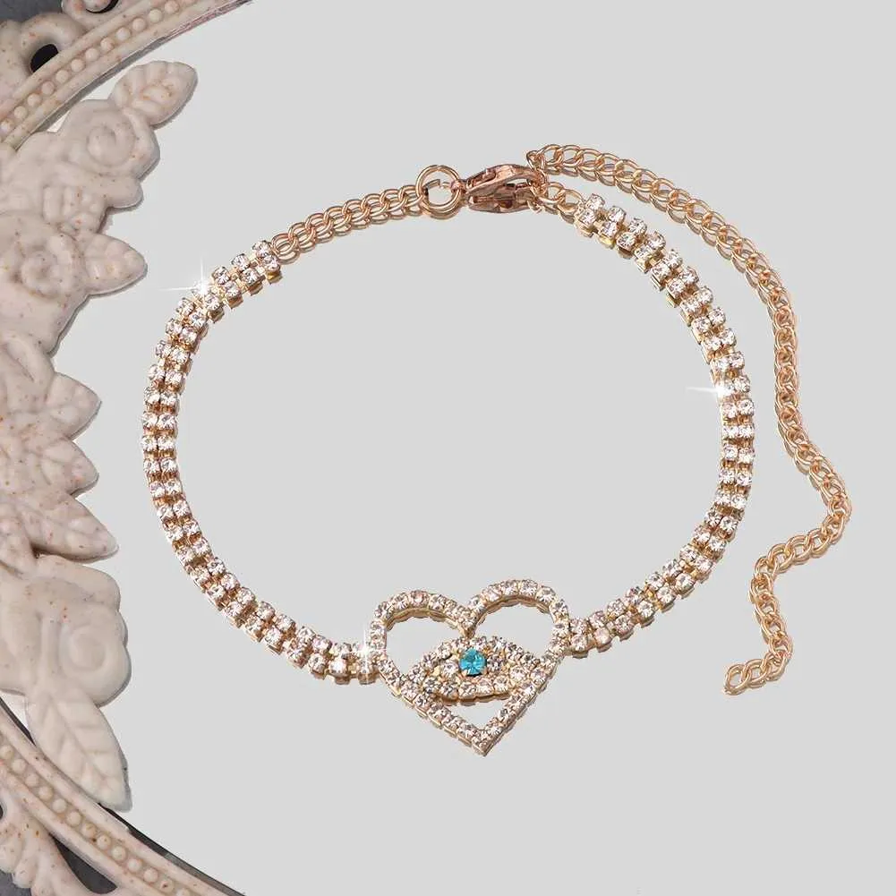 Enkelbandjes Flatfoosie Fashion Evil Eye Crystal Ketting Dames Goud Sier Water Diamant Tennis Enkelband Blotevoetenketting_voghion.com