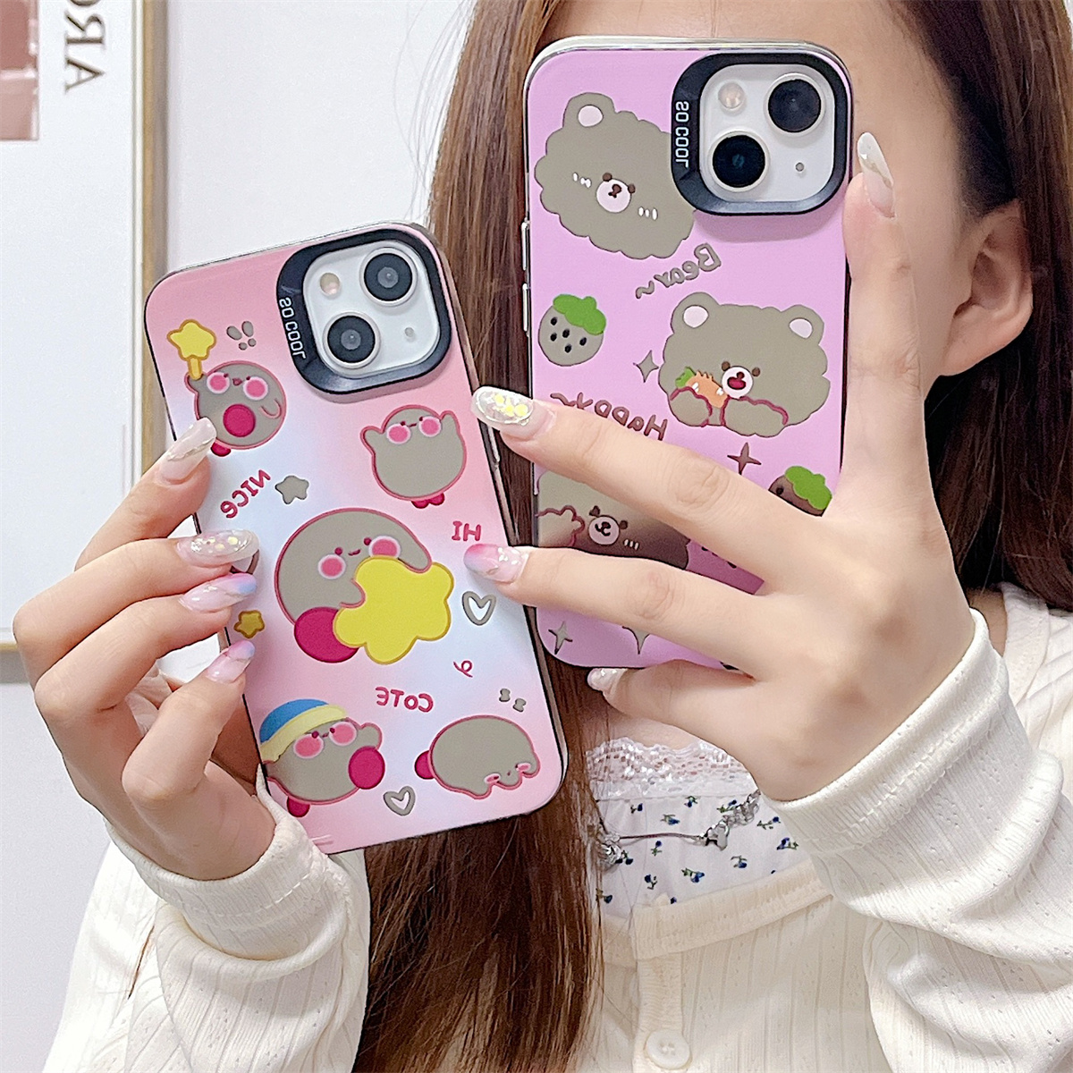 Un bracelet de montre compatible avec iPhone 15 14 13 12 11 PRO MAX XR XS X 8 7 PLUS SE 2020 Transparent Monstres mignons et petits ours_voghion.com
