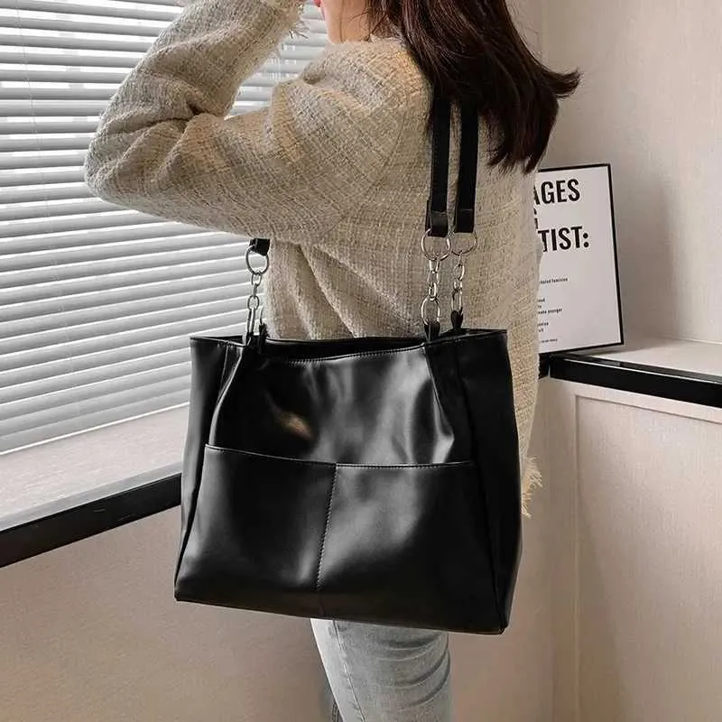 Sacs à bandoulière pour femmes Vintage Couleur unie Simple Grande capacité Grand cuir PU Les derniers sacs à main de voyage_voghion.com