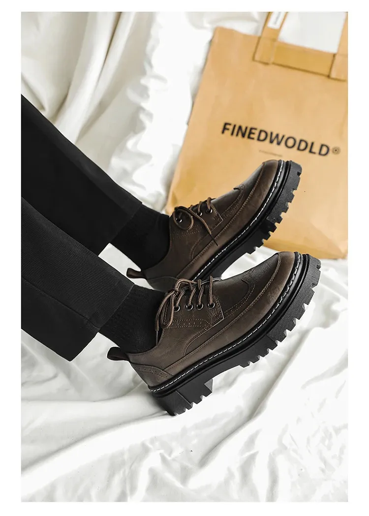 STRONGSHEN Heren Casual Leren Dikke Zool Formele Mode Handgemaakte Brogue Zakelijke Schoenen Oxford Atos Hombre 240614_voghion.com