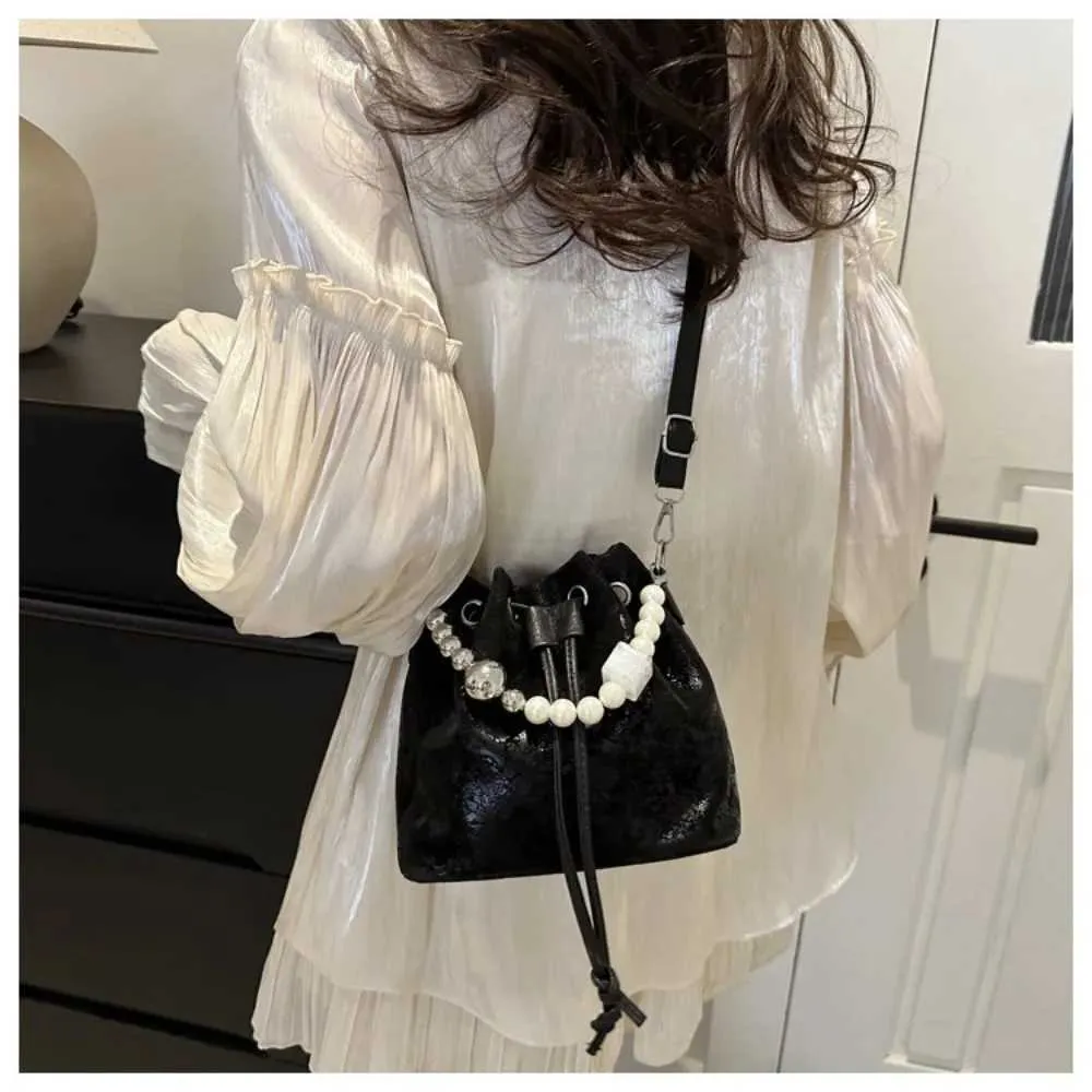 New Casual PU Cross Body Bead Handle Adjustable Strap Single Shoulder Bag Belt Drstring Design Durable Lady Ba241214_voghion.com