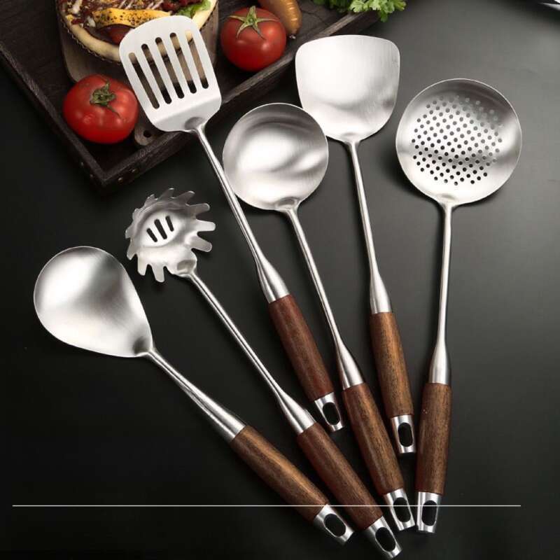 316 Stainless Steel Thickened Spatula Supplies Household Stir Fry Soup Leaking Spoons, Kitchen Utensils Complete Set_voghion.com