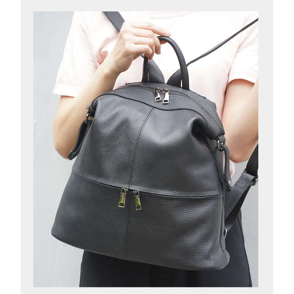 Zaino da viaggio classico in vera pelle da donna Zency, grande capacità, per iPad, A4, laptop, borsa a tracolla da donna con_voghion.com